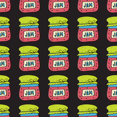 Naklejka premium Seamless pattern with jam, marmalade. Vector illustration.