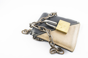 Wallet with open padlock.