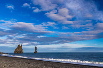 Reynishverfisvegur, Reynisfjara black sand beach near Vik village, Iceland