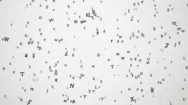 Old sytle letters / characters flying over old white paper. High quality animation.  Seamless loop, 1080p, 30fps