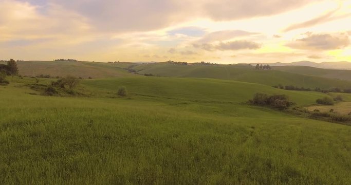 Aerial footage, famous tuscan hills landscape in Tuscany, Italy, 4K