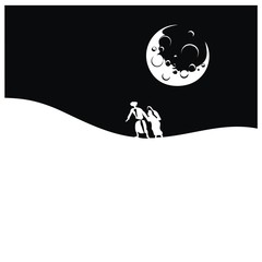 People in the desert at night