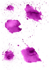 Colorful abstract watercolor stain with splashes and spatters. Modern creative background for trendy design.