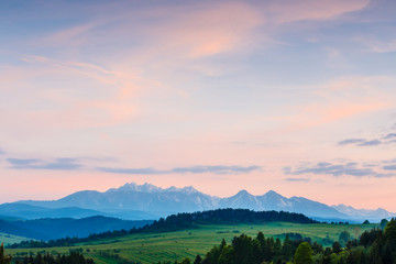 Naklejka na ściany i meble Majestic sunset over Tatra Mountains in Poland