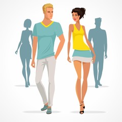 Podyumda modeller. Kıyafet defilesi