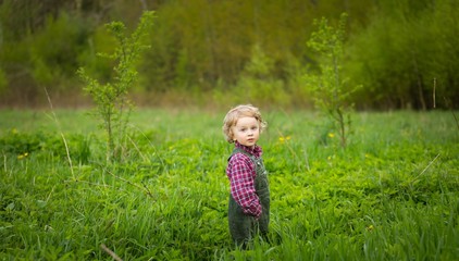 Caucasian boy in outdoor.