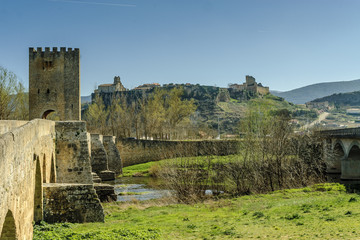 Fototapeta na wymiar sight of the bridge and of the city of Frias in the province of Burgos, Spain.
