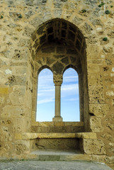 window inside the castle of the city of Frias in the province of Burgos, Spain.