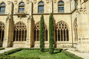 Fototapeta na wymiar sight of the courtyard of the cloister of the monastery of San Salvador in the Oña town in Burgos, Spain. 