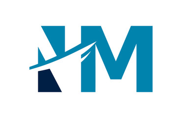 NM Negative Space Square Swoosh Letter Logo