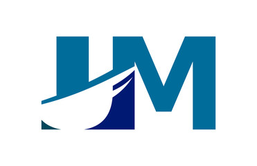 UM Negative Space Square Swoosh Letter Logo