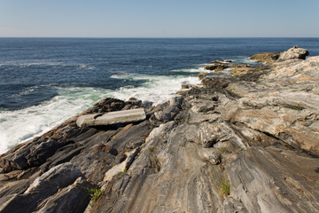 Waves Hitting the Rocky Maine Shoreline