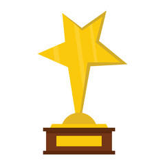 Winner trophy award gold star on the stand cartoon flat icon element for sport award trophy design vector illustration
