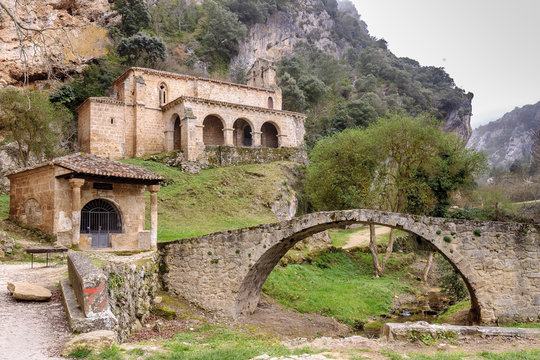 chapel sight, hermitage and bridge medeval in the Tobera town in Burgos, castilla and Leon, Spain.