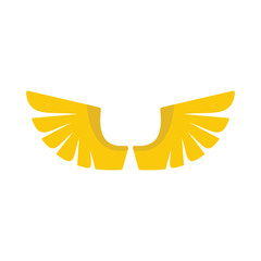 Yellow wing flat icon for your design labels wing graphic and illustration vector object