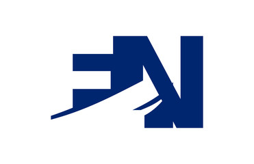 EN Negative Space Square Swoosh Letter Logo