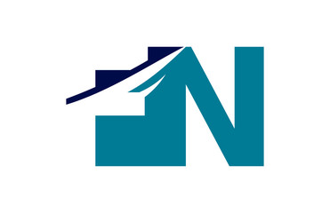 FN Negative Space Square Swoosh Letter Logo