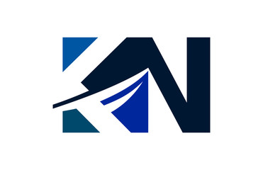 KN Negative Space Square Swoosh Letter Logo