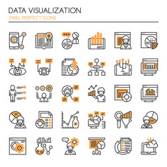 Data Visualization Elements , Thin Line and Pixel Perfect Icons.
