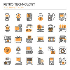 Retro Technology , Thin Line and Pixel Perfect Icons.