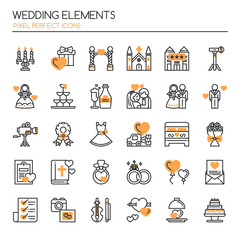 Wedding Elements , Thin Line and Pixel Perfect Icons