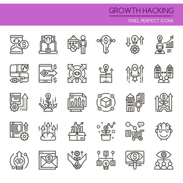 Growth Hacking Elements , Thin Line and Pixel Perfect Icons.