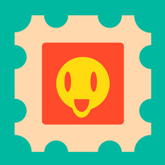 Funny yellow cartoon face with open mouth illustration