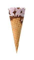Vanilla flavor ice cream cone on a white background