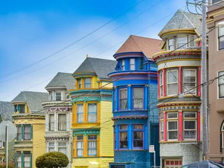 Outdoor-Kissen Colorful Victorian Homes - San Francisco, CA © jerdad