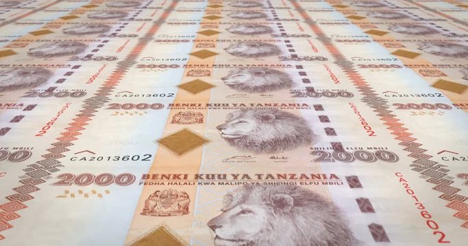 Banknotes of two thousand Tanzanian shilling of Tanzania, cash money, loop