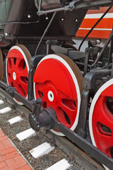 The rocker mechanism of the Soviet mainline freight locomotive L. Novosibirsk Museum of railway...