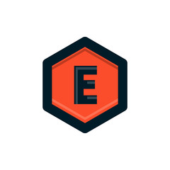 vintage e letter in polygon logo design