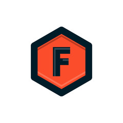 vintage f letter in polygon logo design