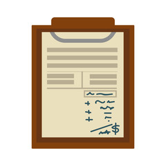 Check list or notepad paper sheet with notes and marks flat vector icon