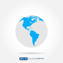 Blue world map on the globe