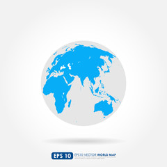 Blue world map on the globe