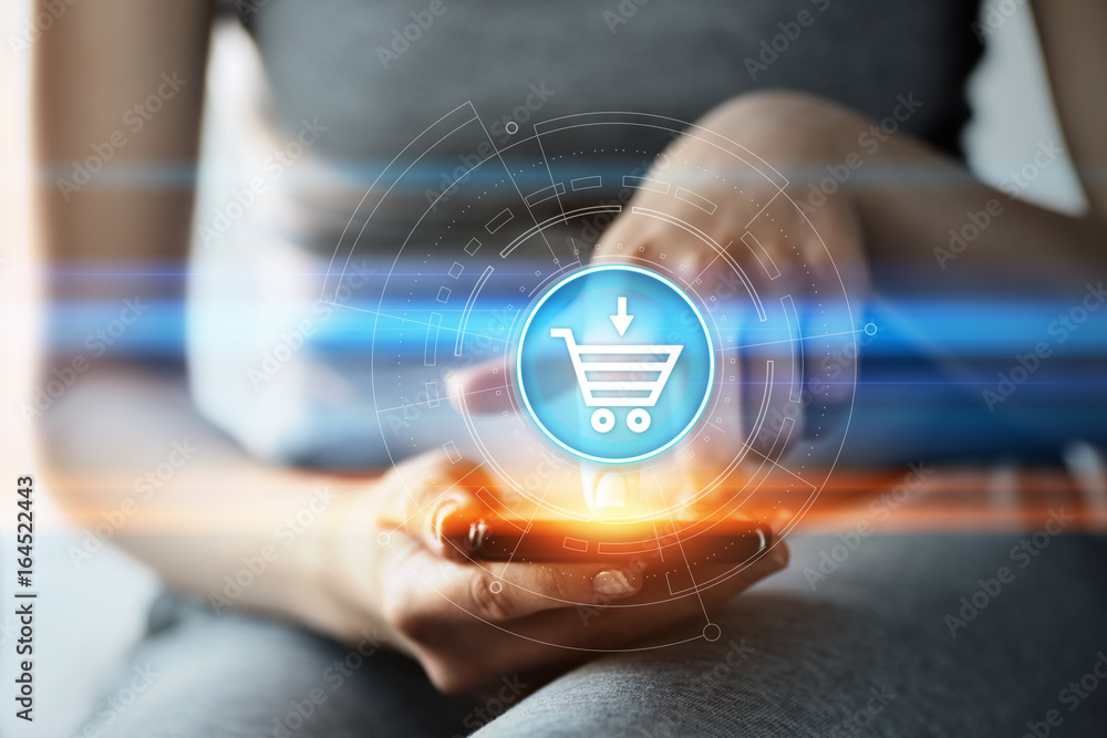 Poster add to cart internet web store buy online e-commerce concept