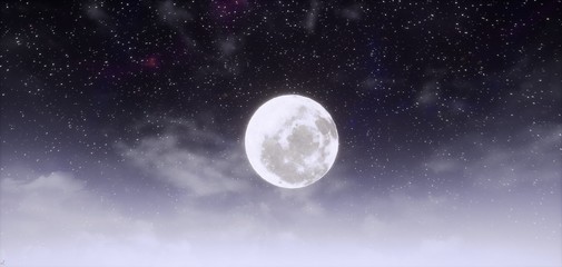 Fototapeta na wymiar Full Moon In a Cloudy Sky 