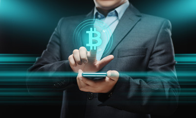 Bitcoin Cryptocurrency Digital Bit Coin BTC Currency Technology Business Internet Concept.