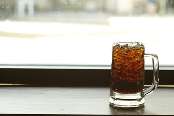 iced cola glass on the table