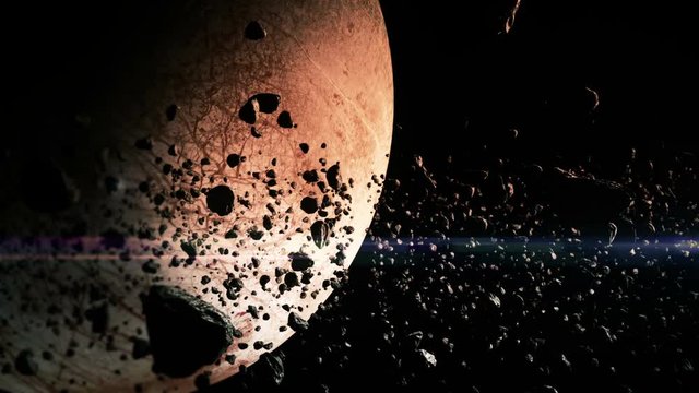 Asteroid field animation rendered at 4K