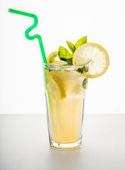 Lemonade with mint leaves and ice
