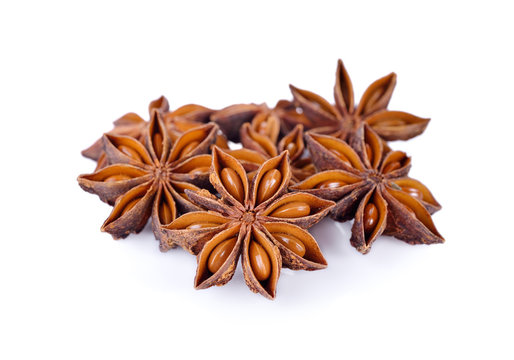 dry Star anise on white background