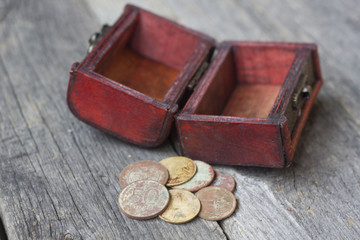 old Soviet coins with box