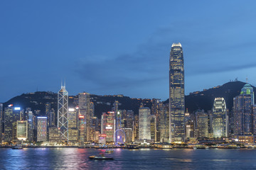 Fototapeta na wymiar Victoria Harbor of Hong Kong city at dusk