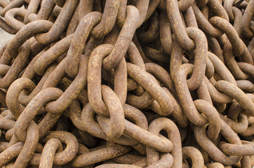 Anchor chain piled up close-up