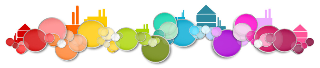 Industrie Band Banner Hintergrund Bunt Farbig Gebäude Panorama