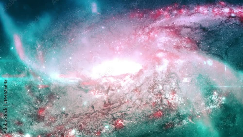 Poster animation of a deep space galaxy cluster / nebula and its gravitational waves