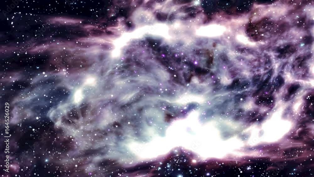 Poster animation of a deep space galaxy cluster / nebula and its gravitational waves