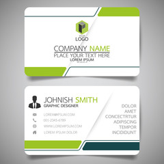 Green modern creative business card and name card,horizontal simple clean template vector design, layout in rectangle size.